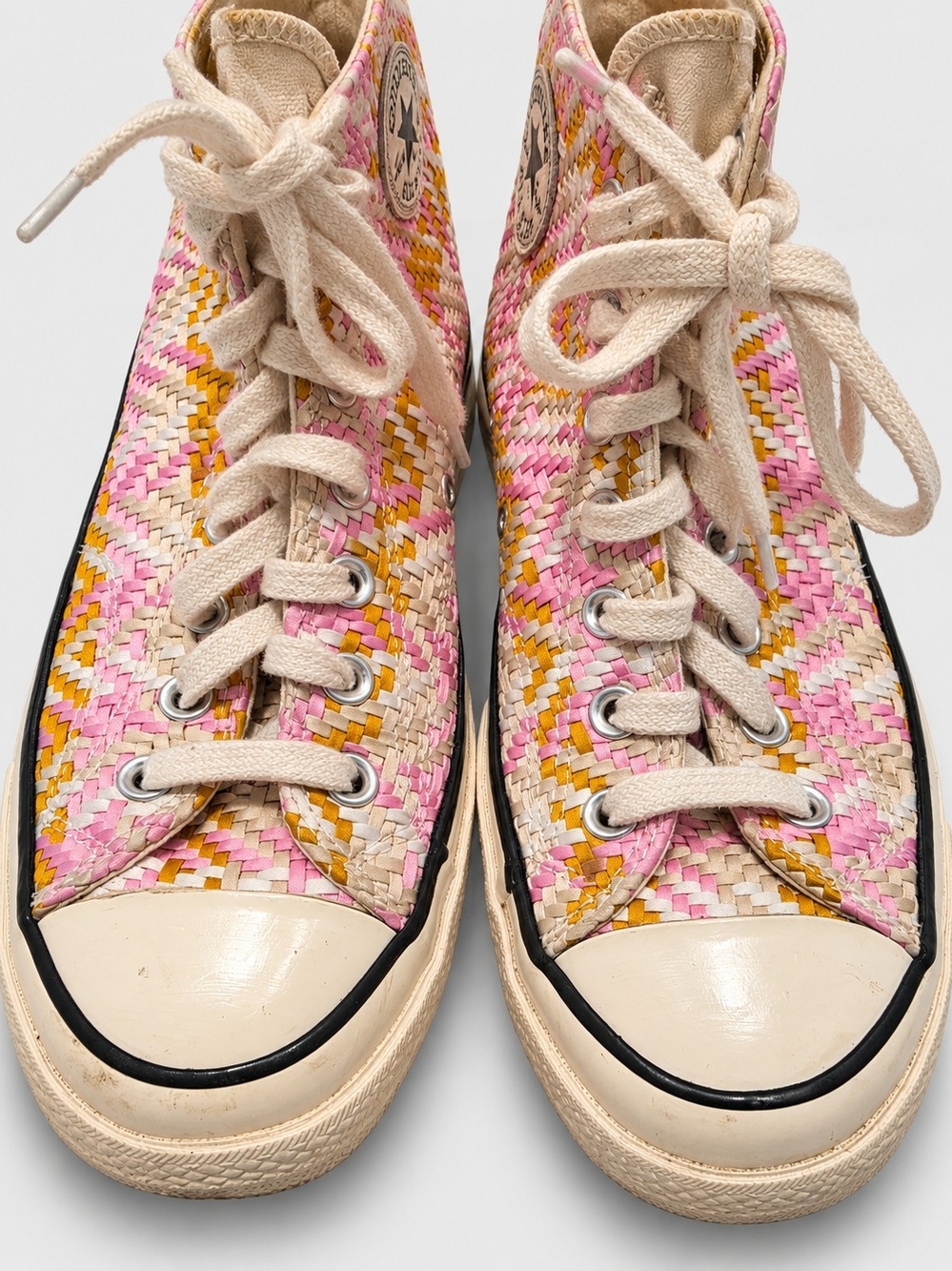 Converse Chuck 70 Hi Culture Weave Pink Yellow Woven High Top Sneakers - Picture 3 of 8